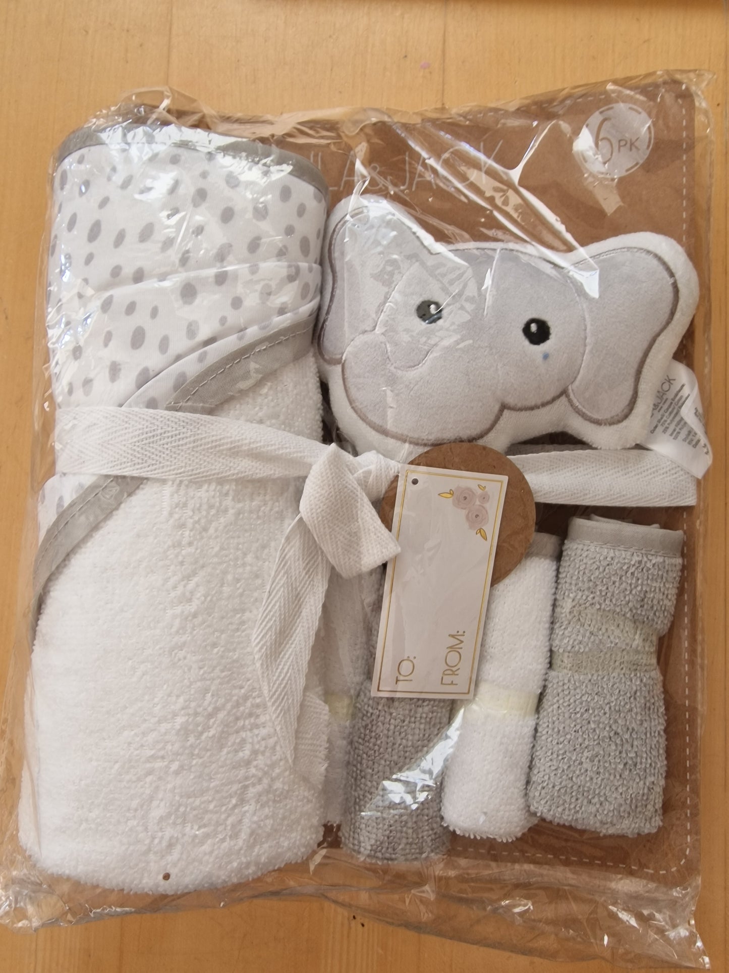 Lila & Jack 6-Piece Luxury Baby Bath Gift Set – Elephant Grey