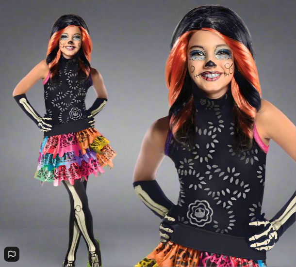 Girls Monster High Skelita Calaveras Fancy Dress Costume 3 To 4 Years