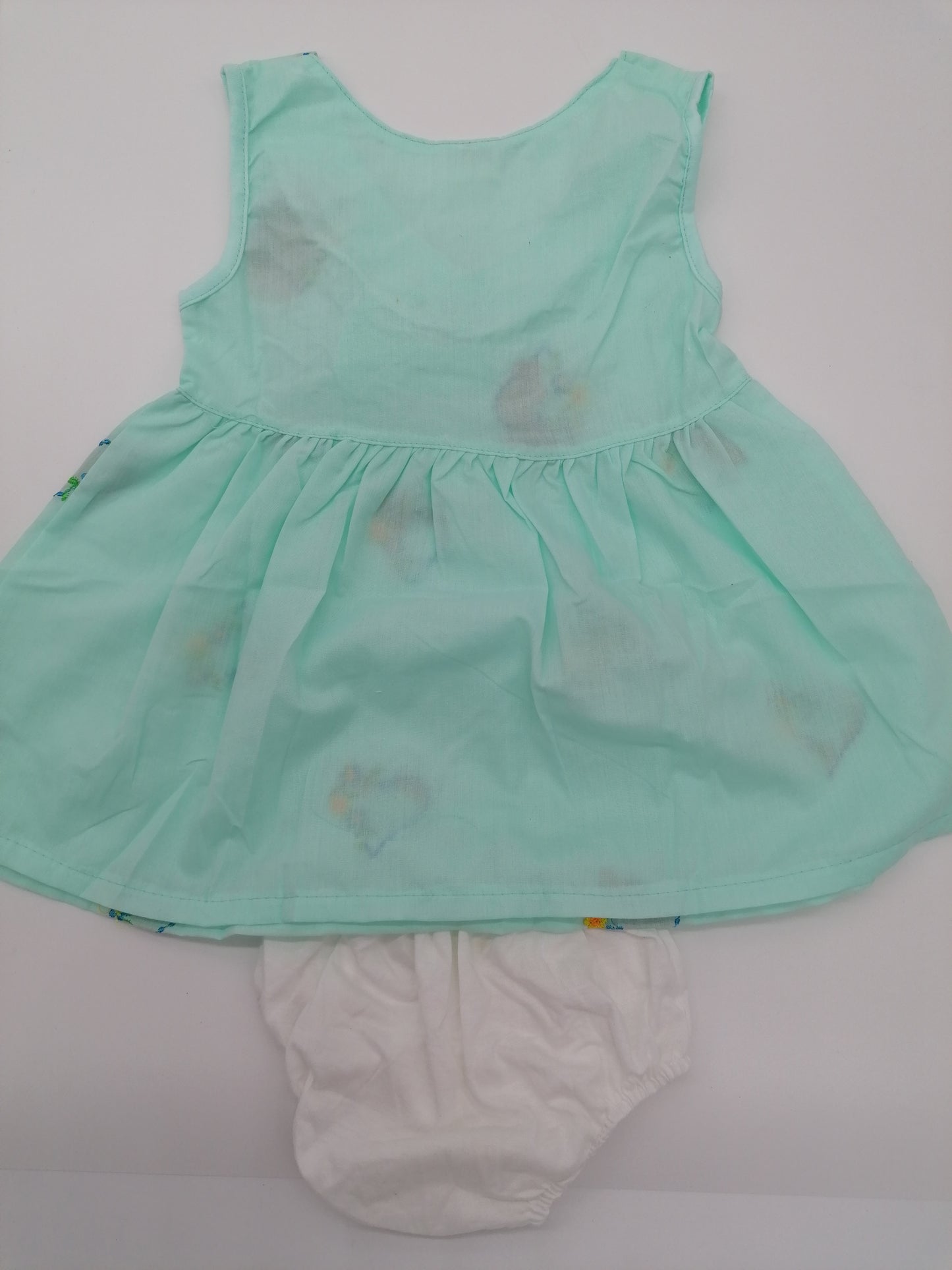 Pretty Baby Girls Embroidered Cotton Dress With Pants Length 15 Inches(40cm) 2 Colours