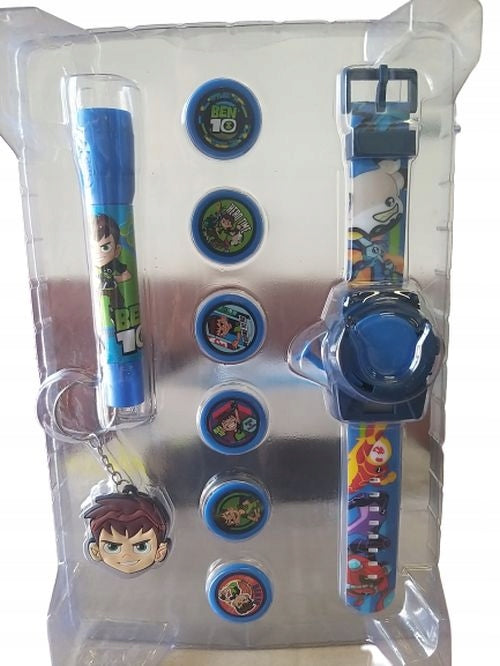 Ben 10 set watch 6 discs flashlight and keychain