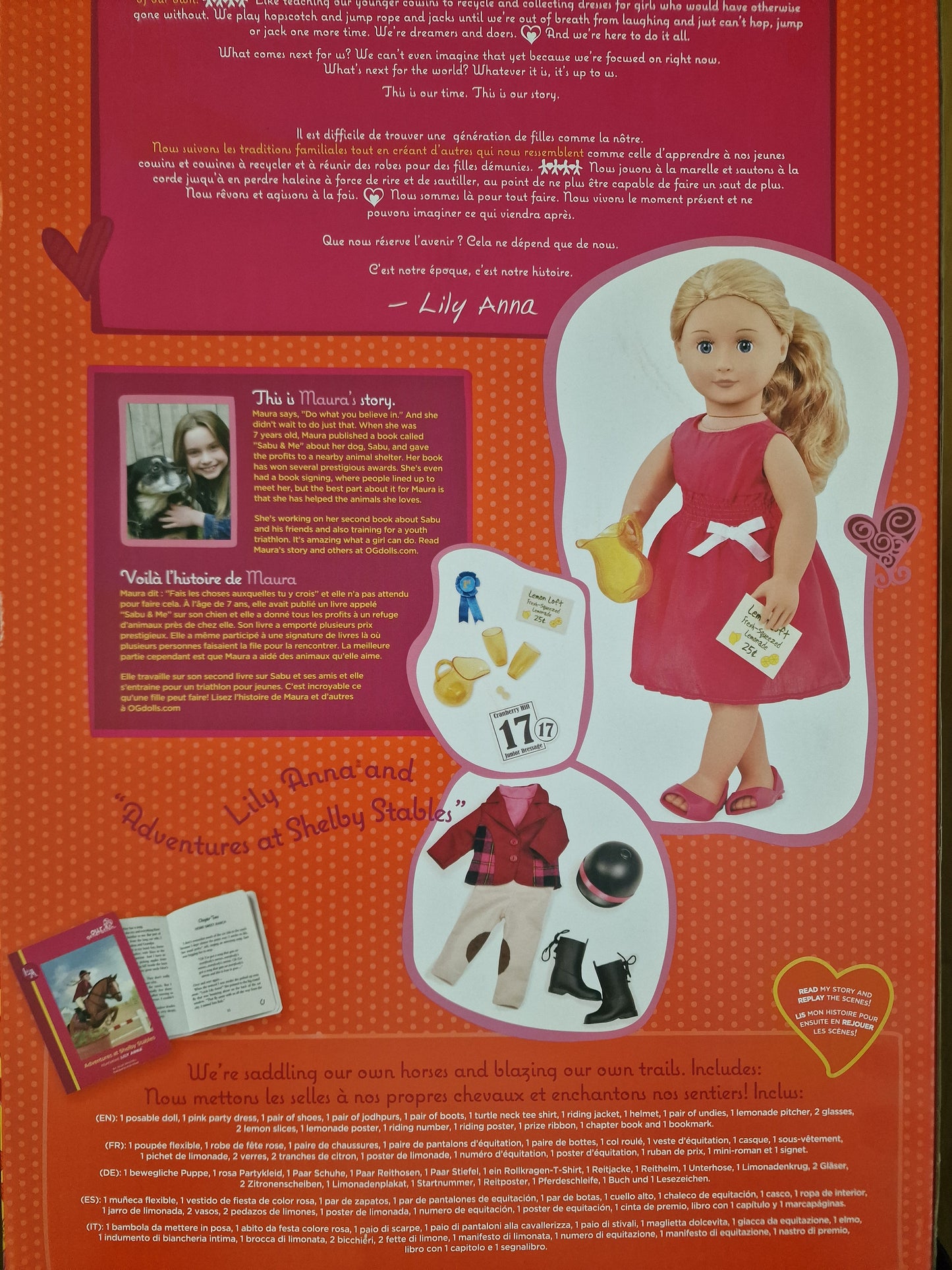Our Generation Lily Anna Deluxe Doll With Book