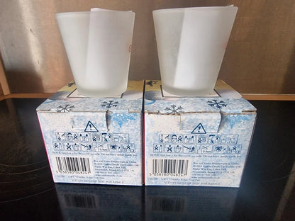 Vintage Yankee Candle 2014 "Christmas Present" Frosted Votive Holders (Set of 2)
