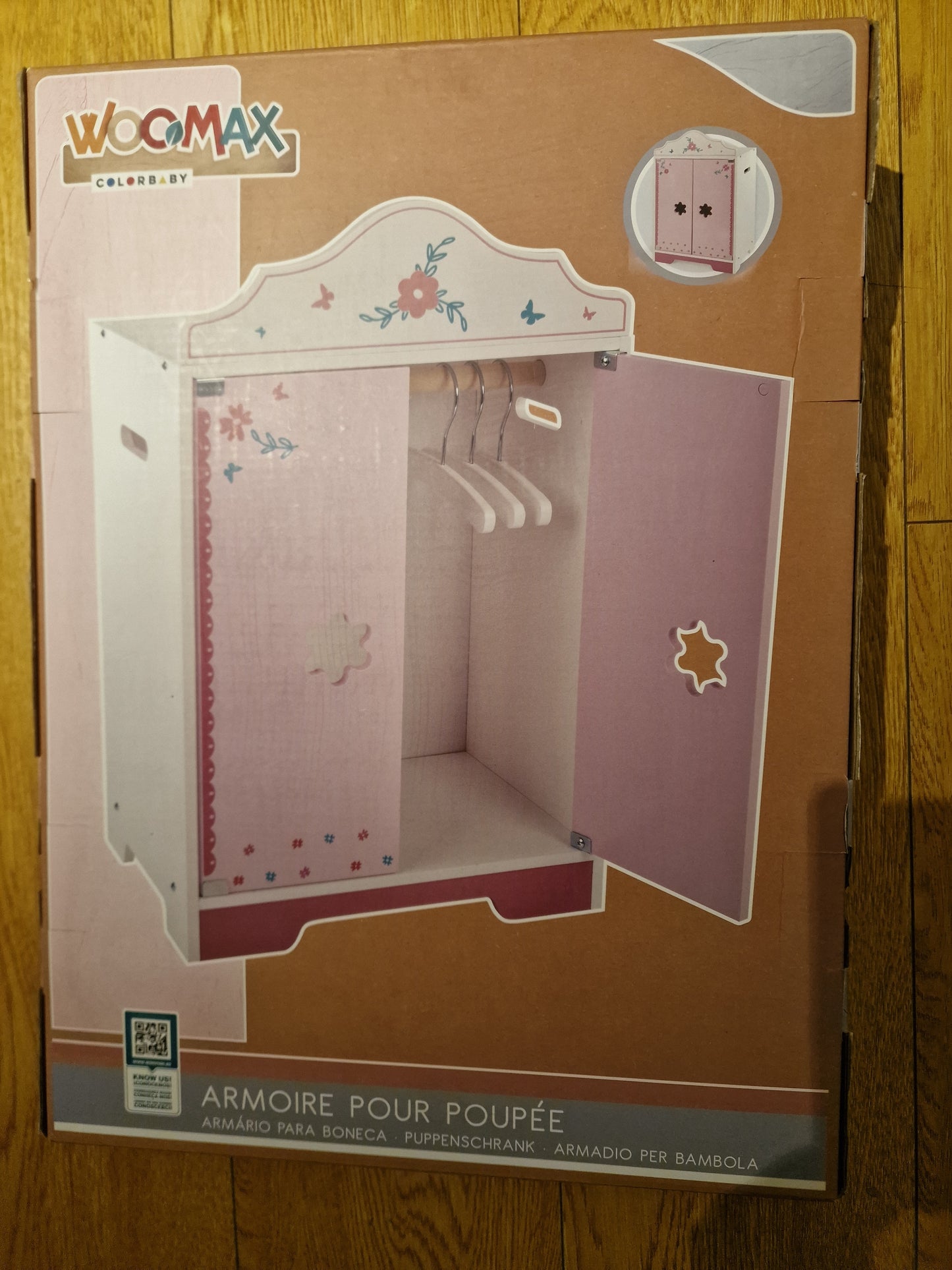 Woomax Dolls Wooden Wardrobe 34 x 55 x 23 cm