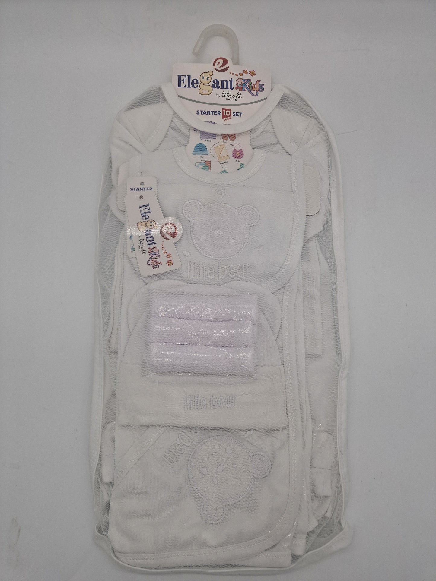 Elegant Kids lilsoft Baby 10 Piece Starter Set Little Bear Design In White