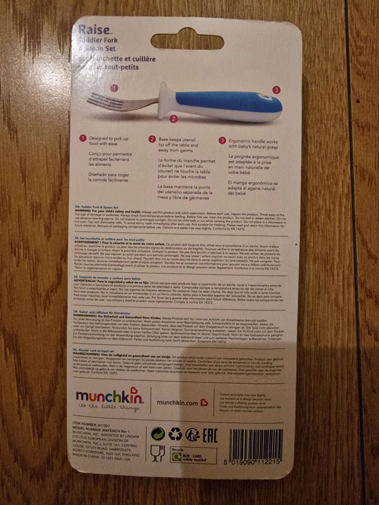 Munchkin Raise Toddler Fork and Spoon Set  12+ Months BPA Free Pink