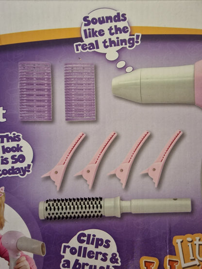 Casdon Little Helper Hair Dryer Set 8 Piece Kids Role Play Styling Kit NEW