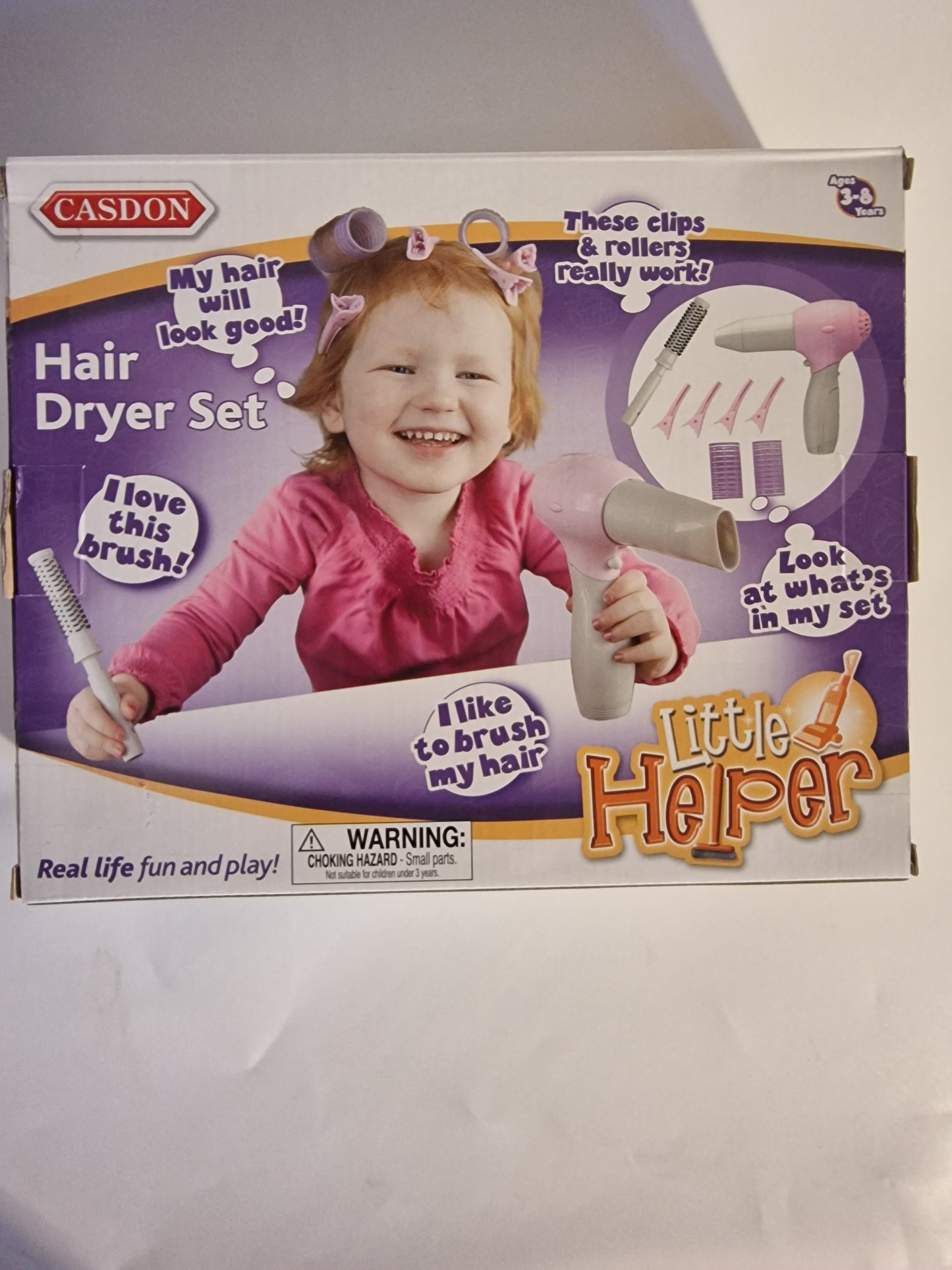 Casdon Little Helper Hair Dryer Set 8 Piece Kids Role Play Styling Kit NEW