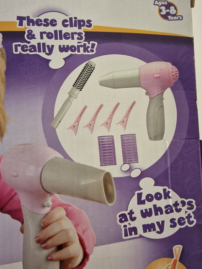 Casdon Little Helper Hair Dryer Set 8 Piece Kids Role Play Styling Kit NEW
