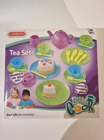 Casdon Little Cook Tea Set 32 Piece Kids Tea Party Playset Cups Plates Toy NEW