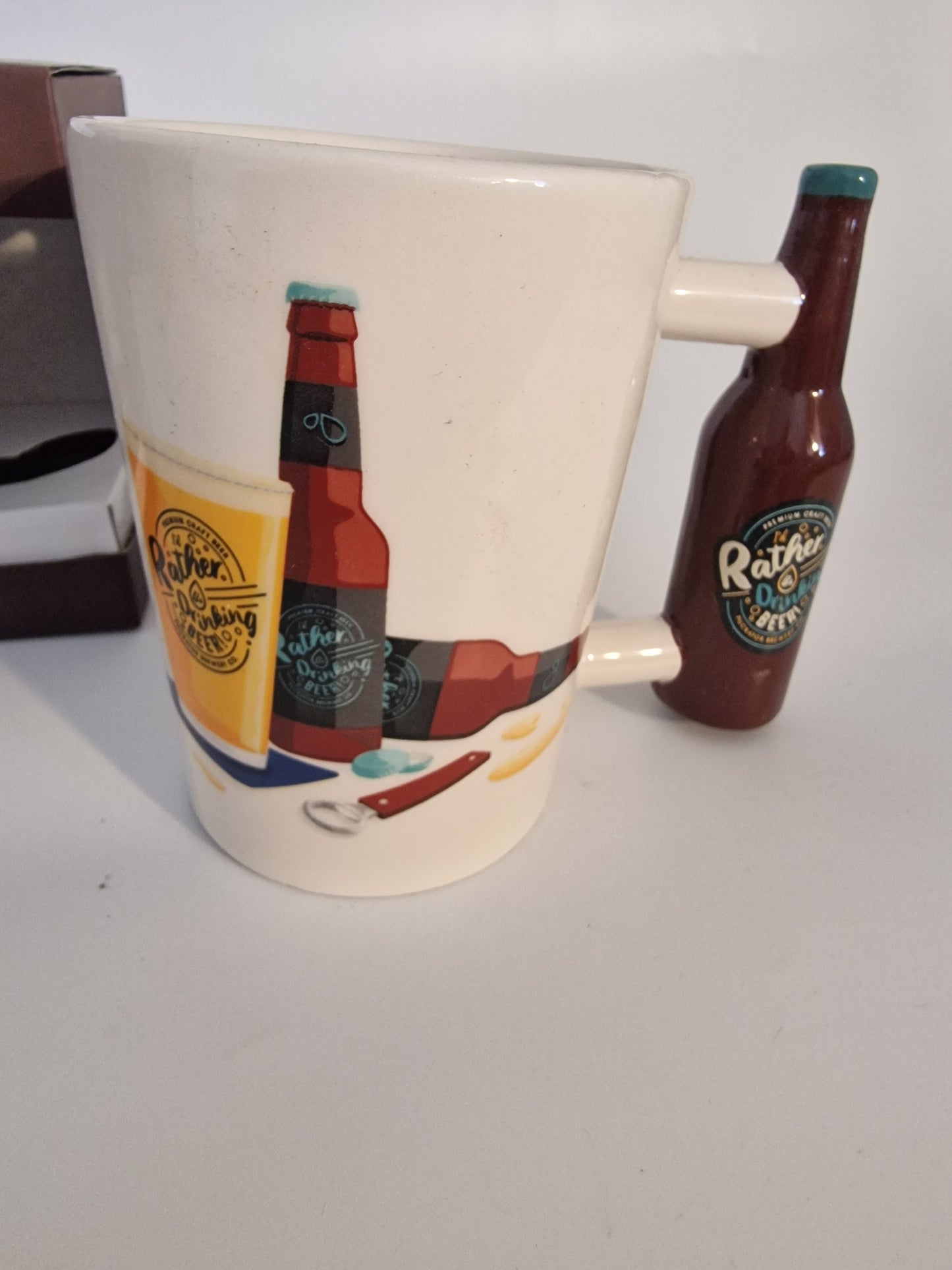 "I'd Rather Be Drinking Beer" Shaped Handle Novelty Mug | Gift Boxed