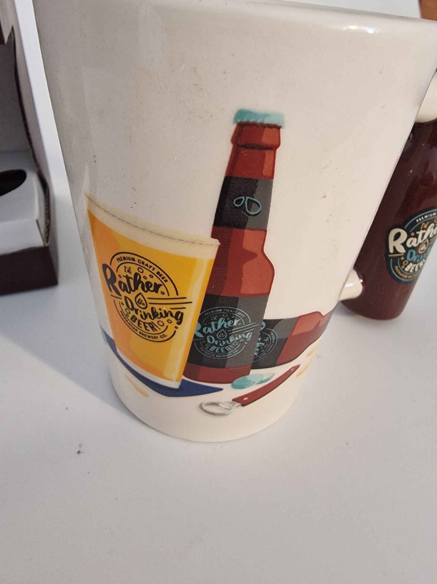 "I'd Rather Be Drinking Beer" Shaped Handle Novelty Mug | Gift Boxed