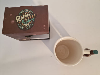 "I'd Rather Be Drinking Beer" Shaped Handle Novelty Mug | Gift Boxed