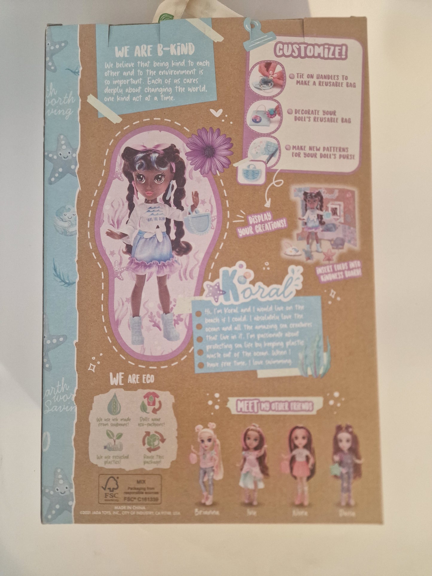 B-Kind Koral Eco-Friendly Doll & DIY Accessories - New in Box