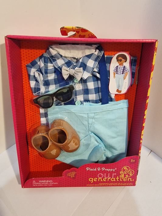 Our Generation Plaid & Preppy Boy Doll Outfit – 18 inch Doll Clothes