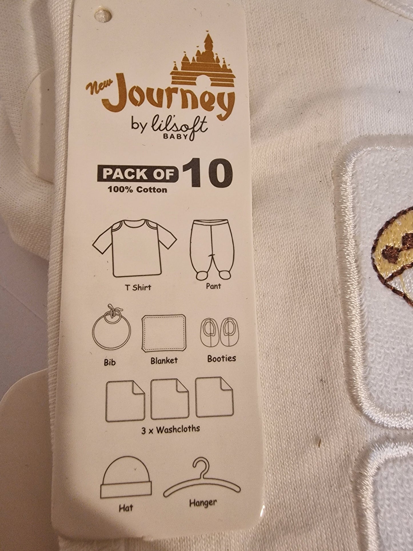 Lilsoft Baby 10-Piece "New Journey" Newborn Gift Set – Little Friends (White/Gold)