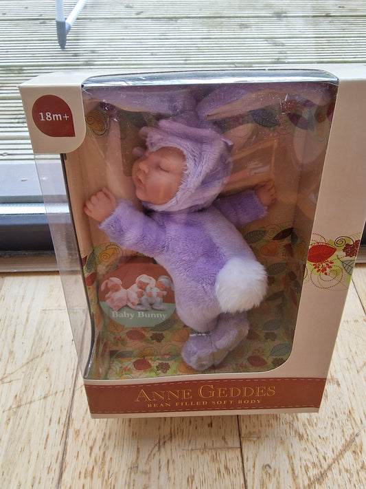 Anne Geddes 9" Lilac Baby Bunny Plush Doll - New In Box (NIB) Collector's Edition