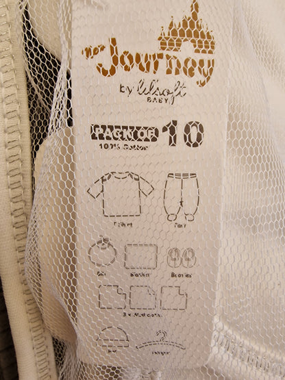 Lilsoft 'New Journey' 10-Piece Luxury Cotton Baby Gift Set – Unisex White & Silver