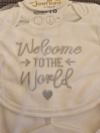Lilsoft 'New Journey' 10-Piece Luxury Cotton Baby Gift Set – Unisex White & Silver