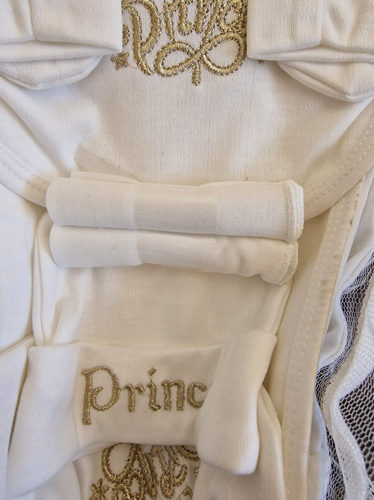 Lilsoft Newborn Baby Boy 11-Piece Gift Set - "Little Prince" White & Gold Starter Set