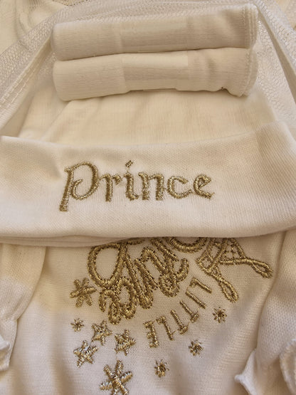 Lilsoft Newborn Baby Boy 11-Piece Gift Set - "Little Prince" White & Gold Starter Set