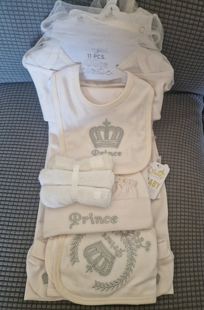 Disney Baby Luxury 11-Piece "Prince" Newborn Gift Set - Cream & Silver
