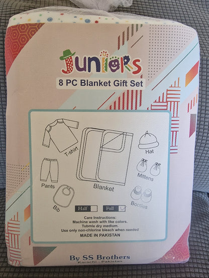 Juniors 8-Piece Newborn Baby Boy Gift Set – Blue "Mommy Duck" & Scooter Theme