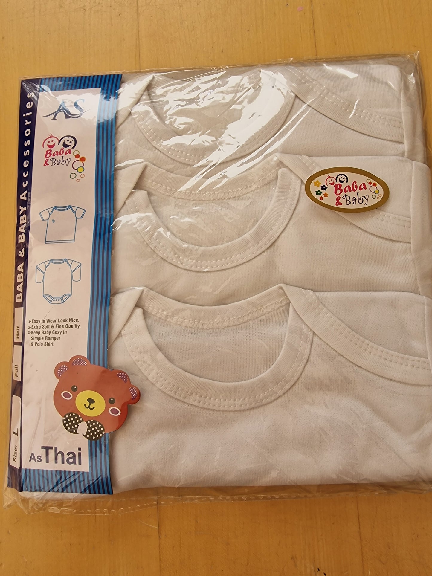 100% Cotton Long-Sleeve Baby Vests - Pack of 3 (White) | Newborn Essentials
