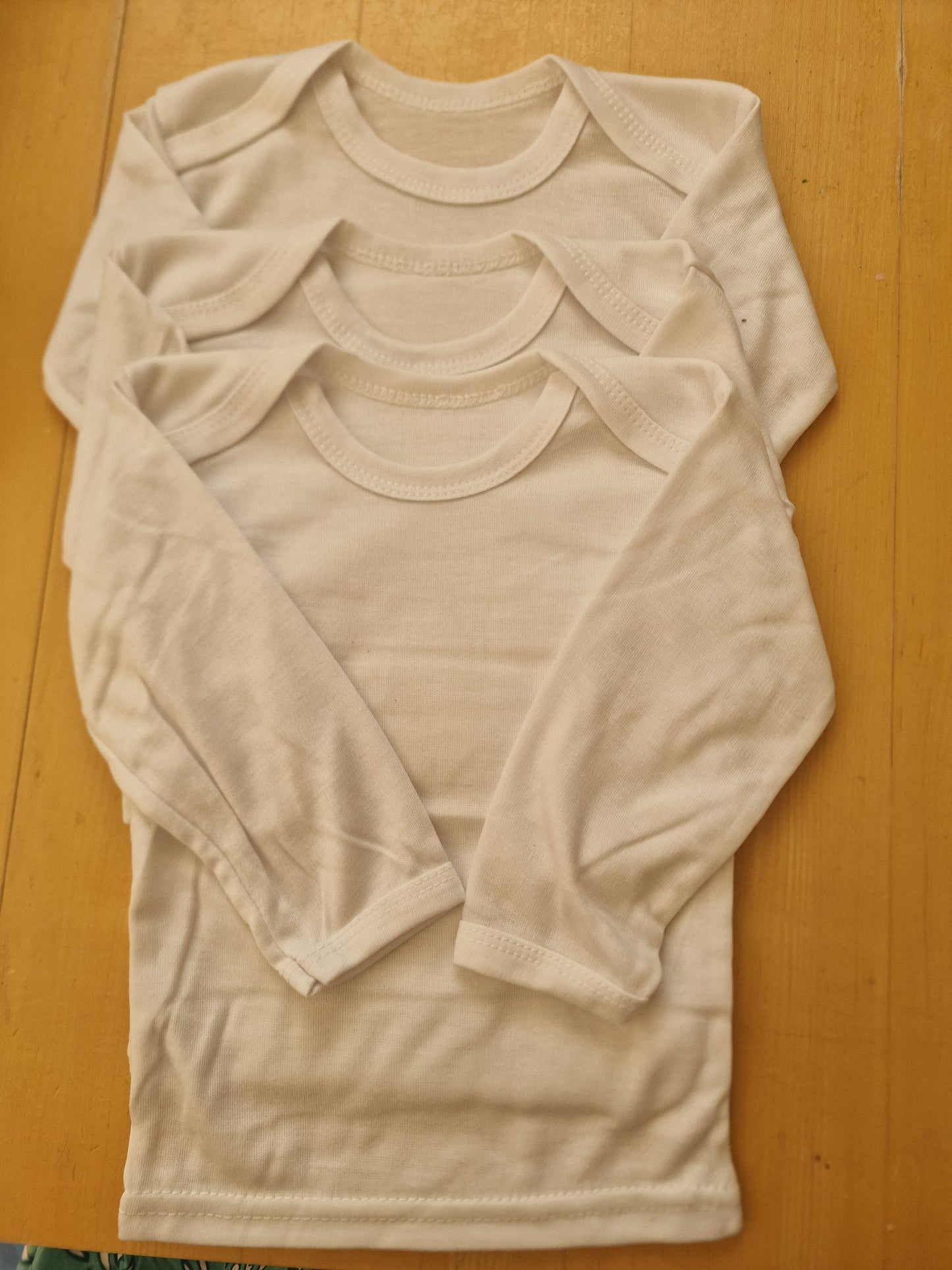100% Cotton Long-Sleeve Baby Vests - Pack of 3 (White) | Newborn Essentials