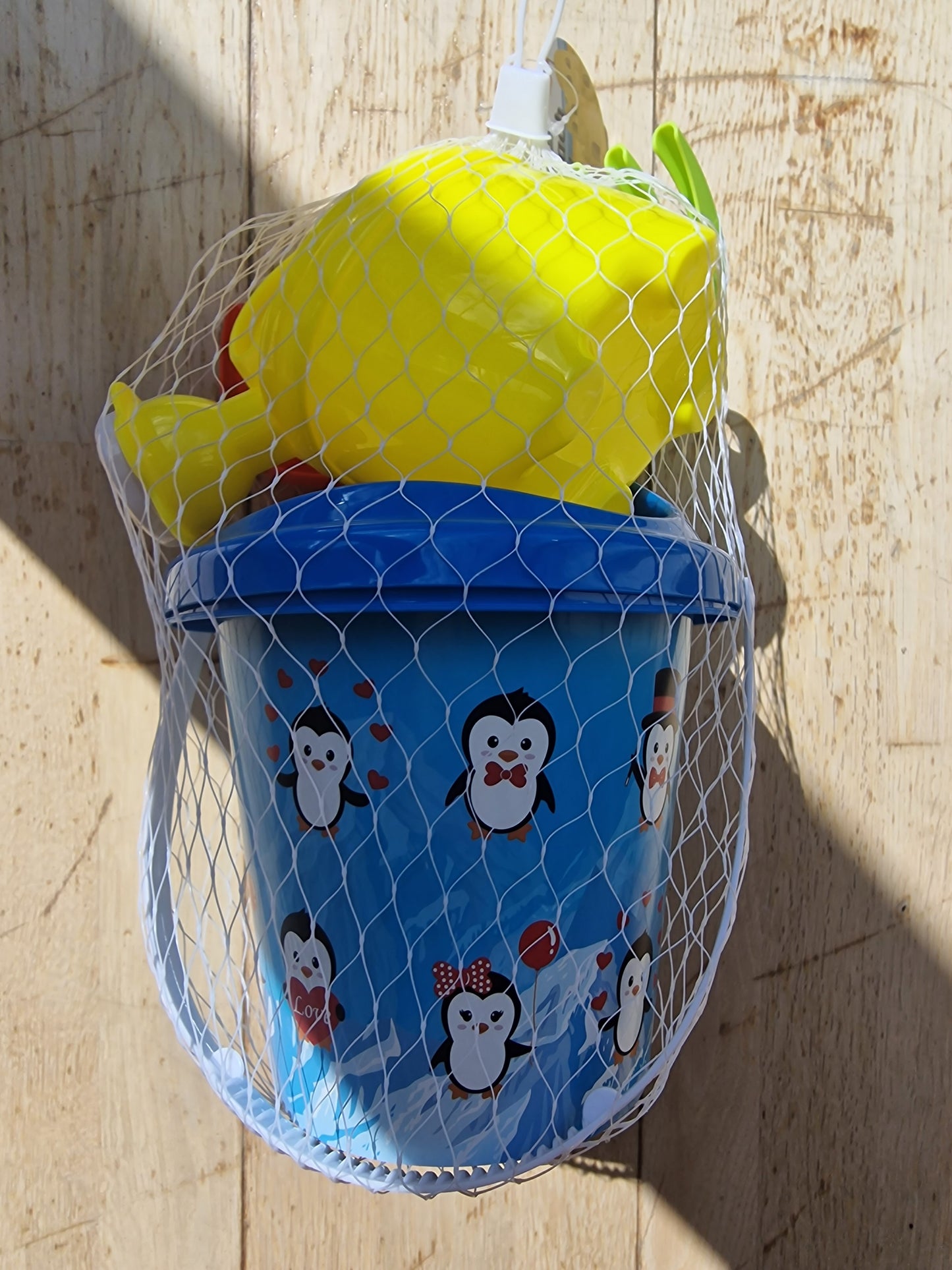 Kids Penguin Beach Toy Set - 6 Piece Bucket, Spade & Watering Can Set