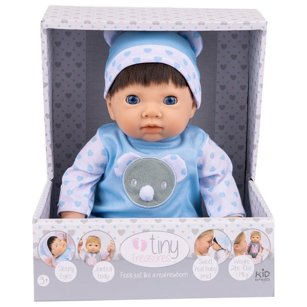 Tiny Treasures Baby Doll in Blue Bear Outfit 44cm