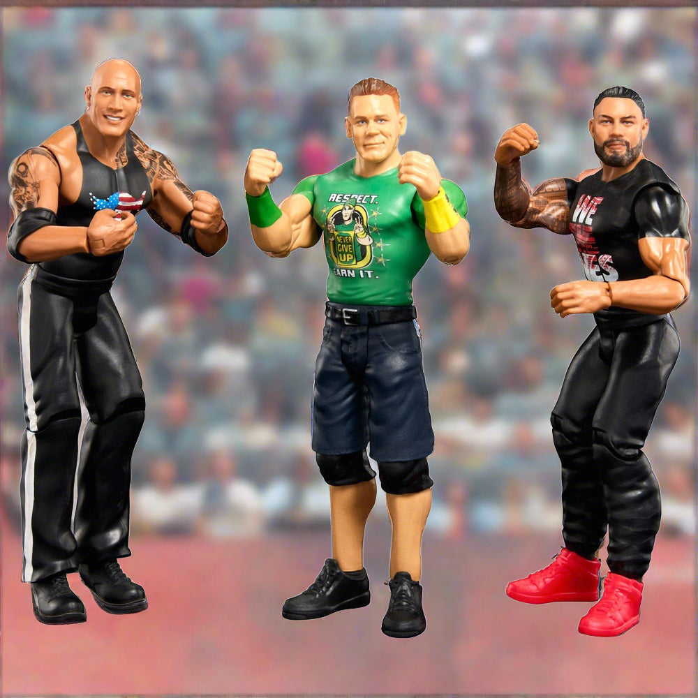 WWE Main Event Superstars Basic 3 Pack - Roman Reigns, John Cena & The Rock