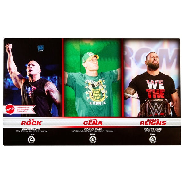 WWE Main Event Superstars Basic 3 Pack - Roman Reigns, John Cena & The Rock