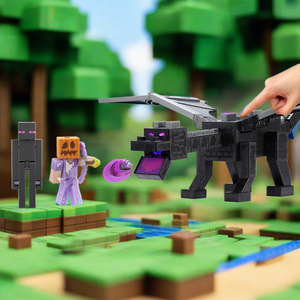Minecraft 15th Anniversary Ender Dragon with Steve and Enderman figures