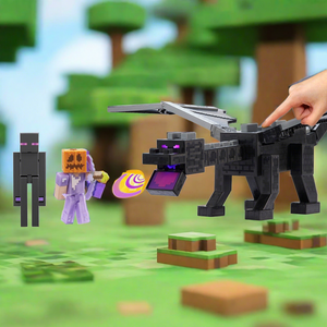 Minecraft 15th Anniversary Ender Dragon with Steve and Enderman figures