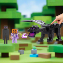 Load image into Gallery viewer, Minecraft 15th Anniversary Ender Dragon with Steve and Enderman figures