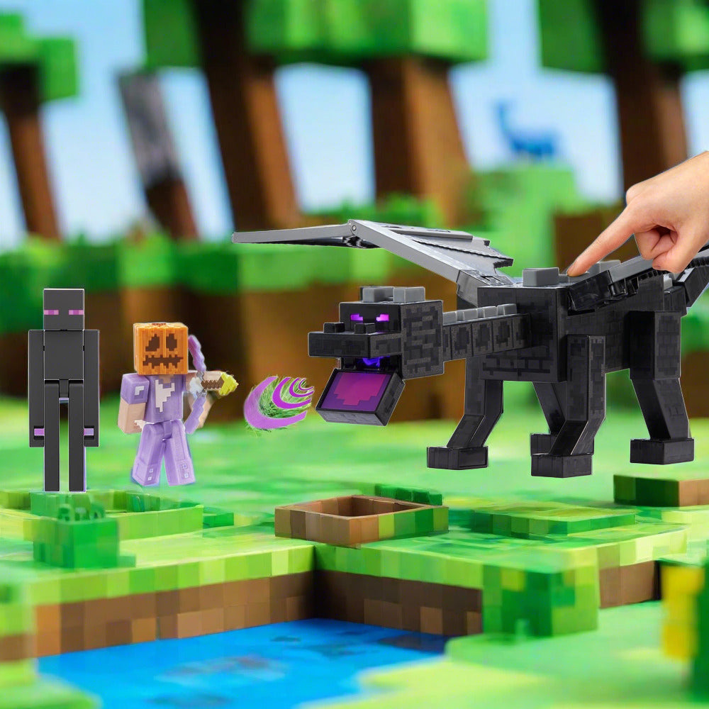 Minecraft 15th Anniversary Ender Dragon with Steve and Enderman figures