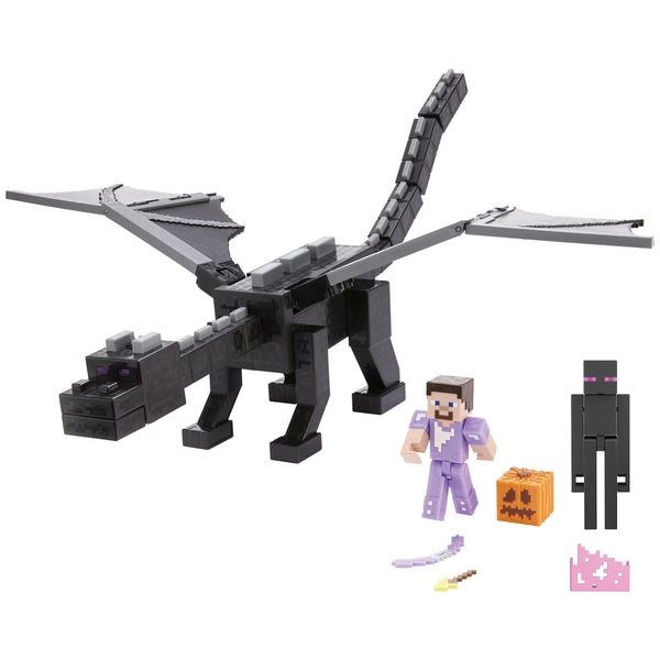 Minecraft 15th Anniversary Ender Dragon with Steve and Enderman figures