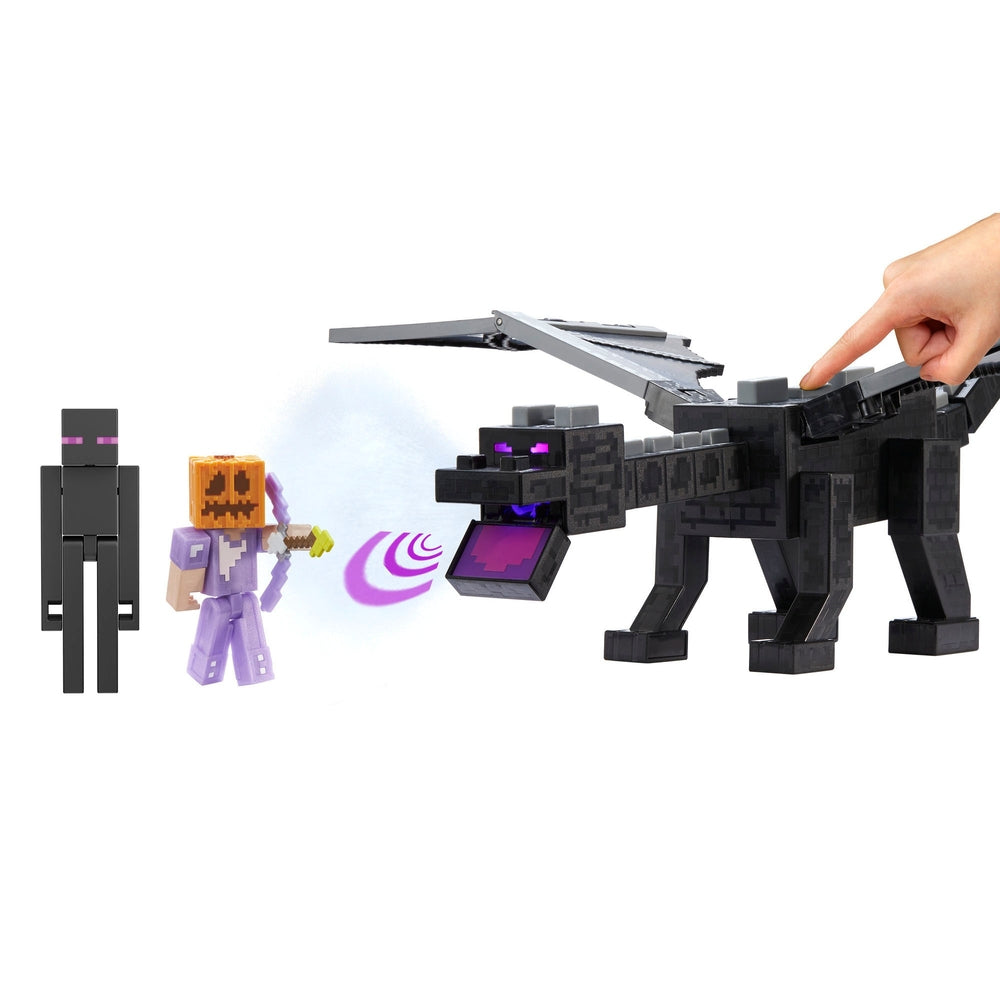 Minecraft 15th Anniversary Ender Dragon with Steve and Enderman figures