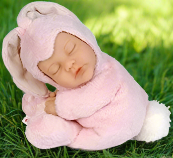 Anne Geddes 9 inch Baby Pink Bunny Doll - Bean Filled Soft Body Collection