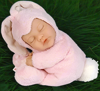 Anne Geddes 9 inch Baby Pink Bunny Doll - Bean Filled Soft Body Collection