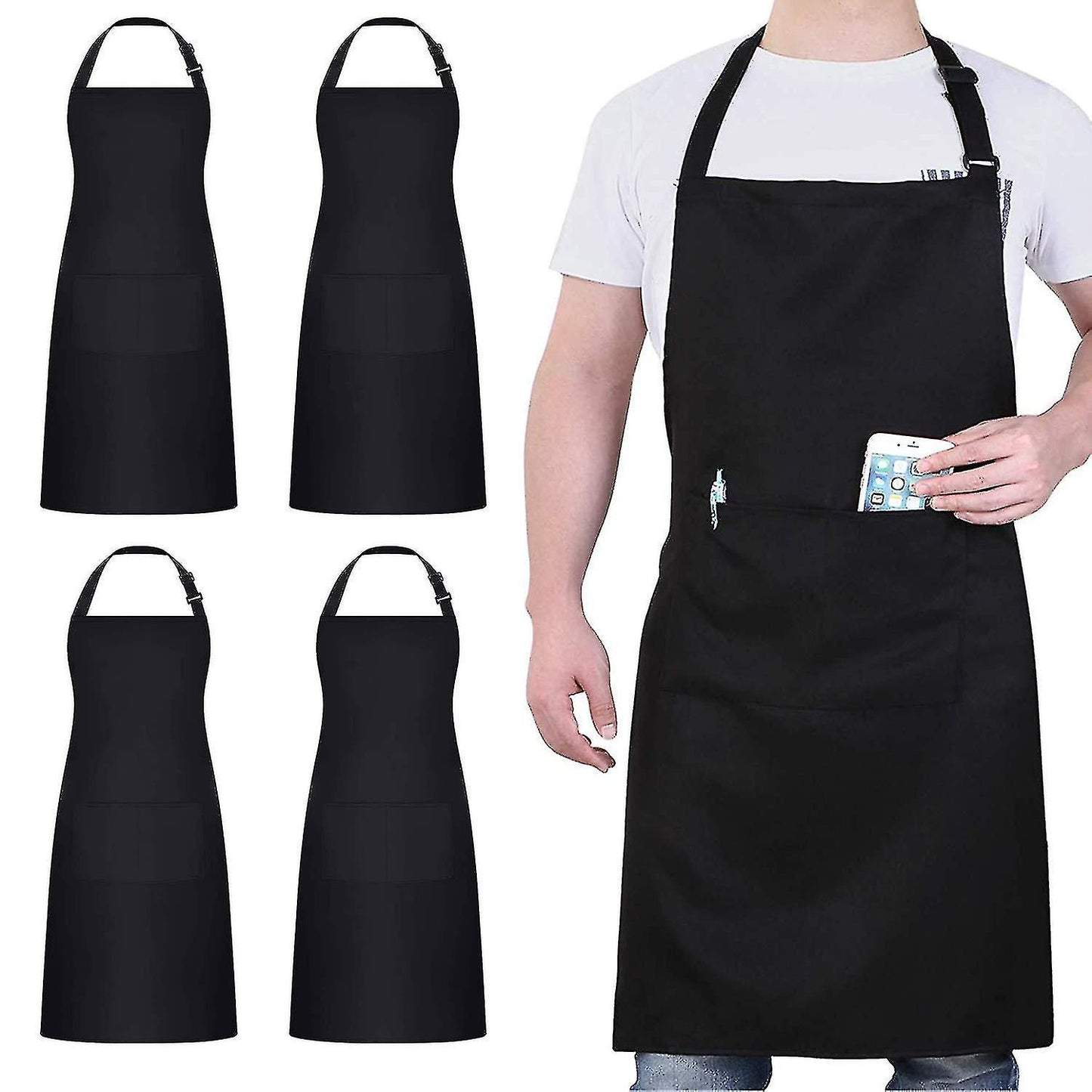 4 Packs bbq Chef Apron with 2 Pockets Various Colours