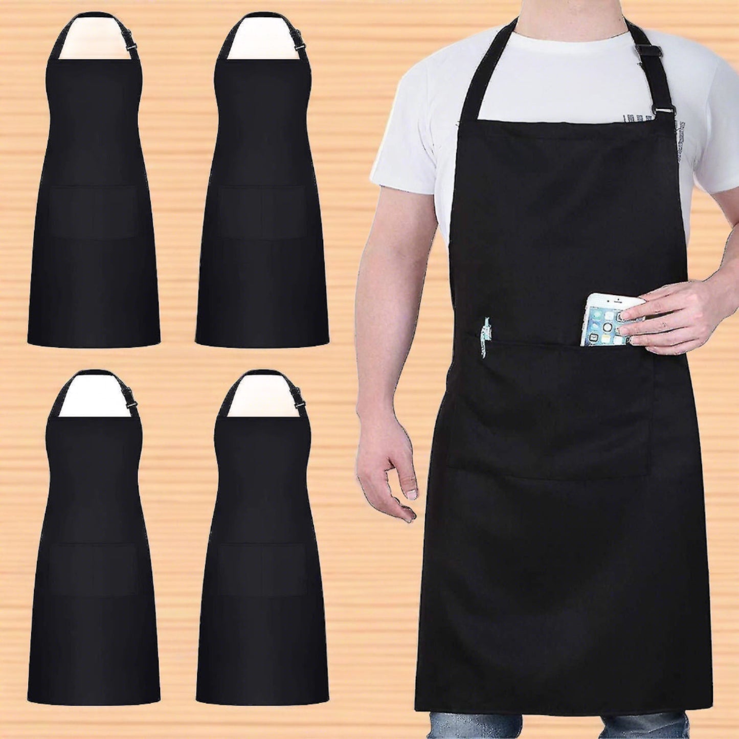 4 Packs bbq Chef Apron with 2 Pockets Various Colours