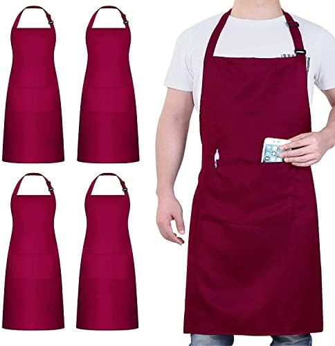 4 Packs bbq Chef Apron with 2 Pockets Various Colours