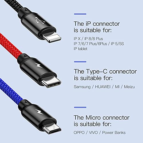 Baseus Three Primary Colors 3 In 1 Phone Cable