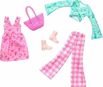 Barbie Fashion Outfits Pack 1  Dress 1 Top 1 Trousers 1 Bag 1 Pair Of Boots
