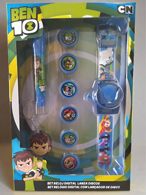 Ben 10 Set Watch 6 Discs Flashlight And Keychain