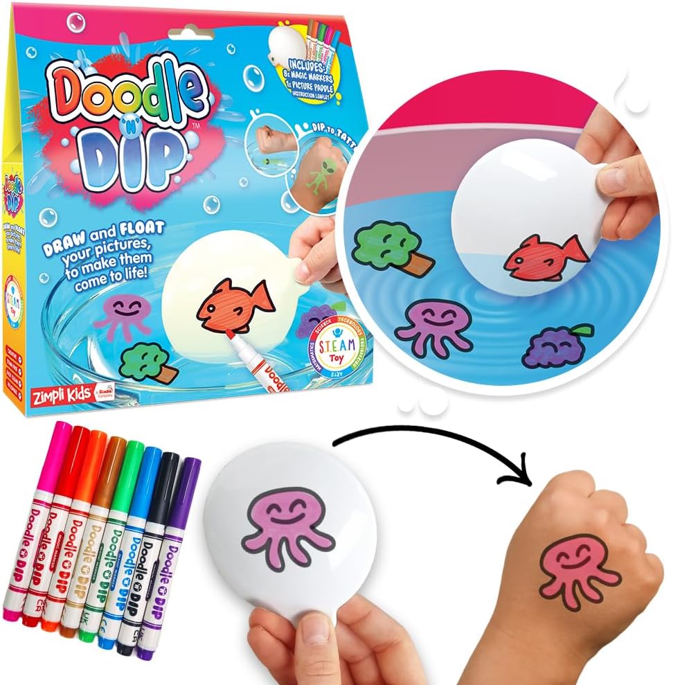 Doodle N Dip: Magical Water Coloring Kit with Temporary Tattoo Fun by zimpli kids