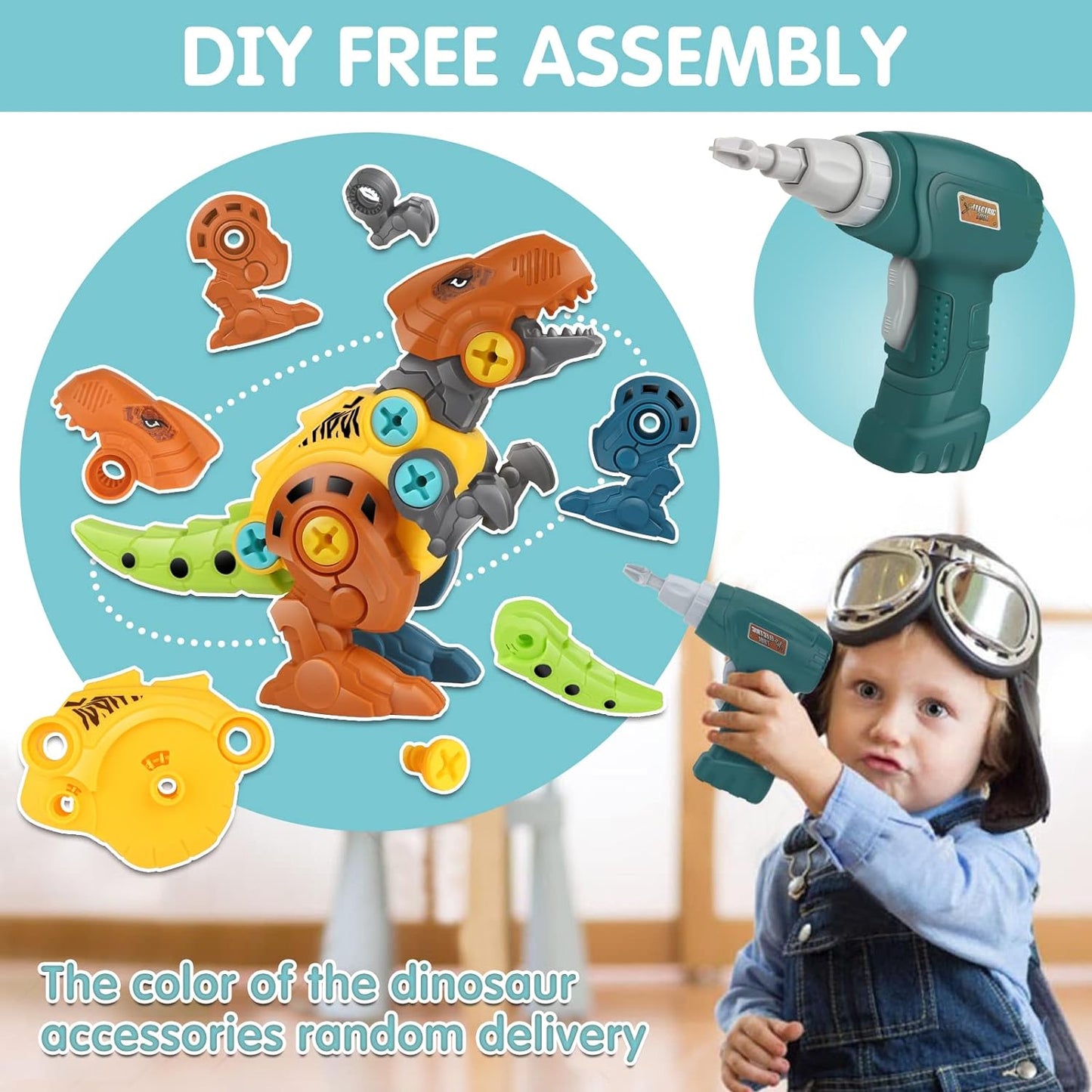 DIY Dino Disassembly: Fun & Educational Dinosaur Toy Exploration with Electric Drill and Storage Box