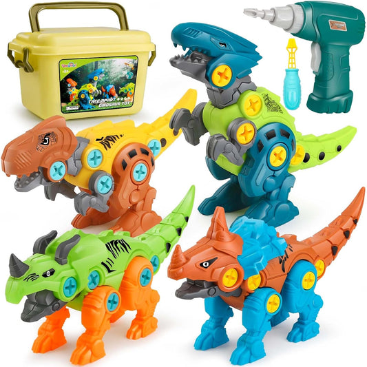 DIY Dino Disassembly: Fun & Educational Dinosaur Toy Exploration with Electric Drill and Storage Box