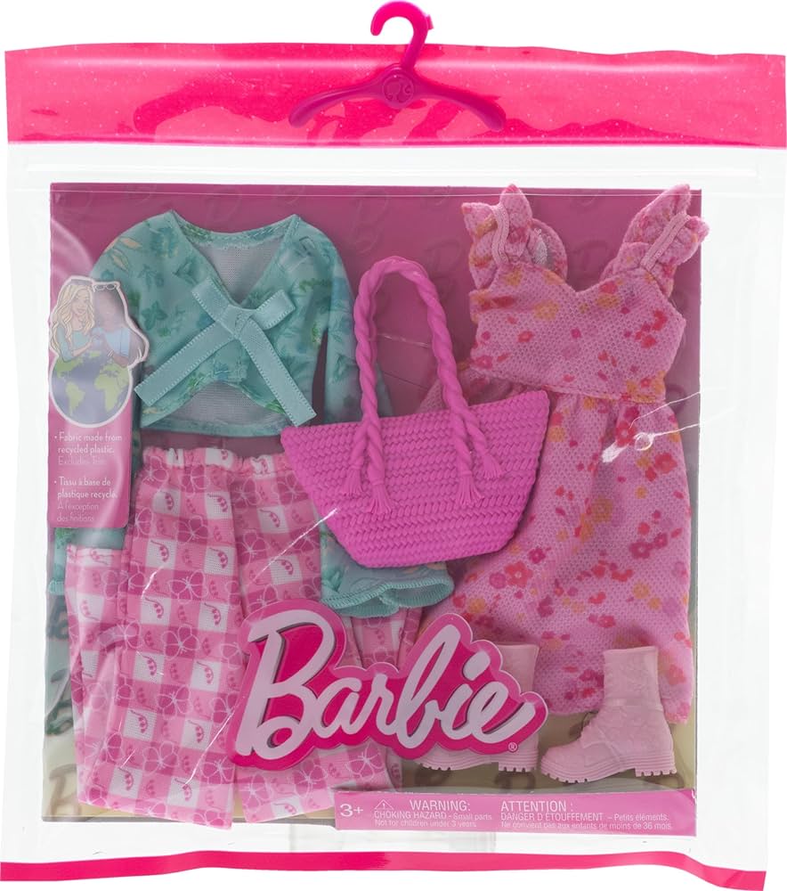 Barbie Fashion Outfits Pack 1  Dress 1 Top 1 Trousers 1 Bag 1 Pair Of Boots